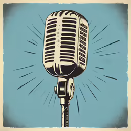 a microphone that is up against a blue background