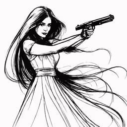 a woman holding a revolver gun