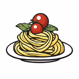 a plate with a bunch of spaghetti and tomatoes on top