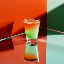 a close up of a cocktail sitting on top of a glass table
