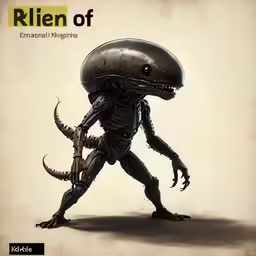a stylized drawing of a alien hunter looking into the distance