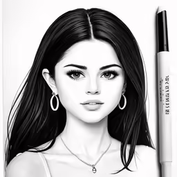 a realistic drawing of a girl with big earrings