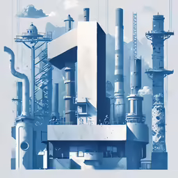 a very large, industrial style area with blue paint and pipes
