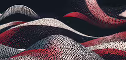 the artwork has been placed in different rows,the image is very colorful with many lines