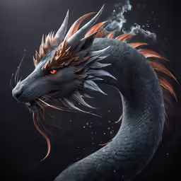 a very nice looking dragon in the night sky