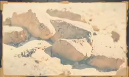 a rock in a pile and another rock in the background