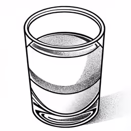 a shot glass filled with water and sitting on the floor