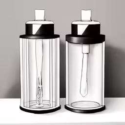 a black and white drawing of salt and pepper grinder