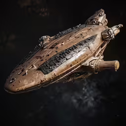 a very large steam punk ship floating on water