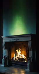 a fire burning inside of a brick fireplace