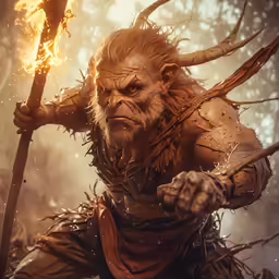 a close - up of a creature in a fantasy forest
