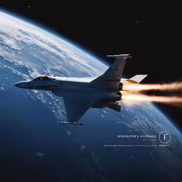 a jet fighter flies over the earth and fires in the sky