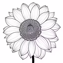 a drawing of a sunflower with petals inside of it,a black and white image of a large flower