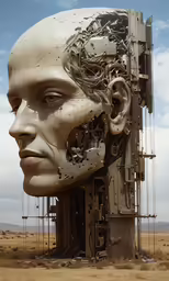 a strange head with many wires in the middle