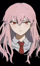 a anime woman with long white hair wearing a tie