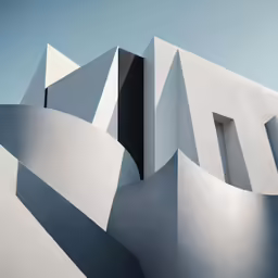the architecture of a building against a blue sky