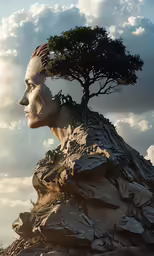 the head of an individual with trees on it