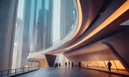 the exterior of a building with people walking by it