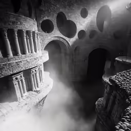 an underground passage with smoke coming out of the windows