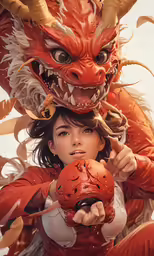 the asian girl is dressed in an oriental dragon costume