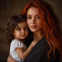 a mother and child embracing for a studio portrait