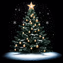 a painting of a christmas tree and a star on the top