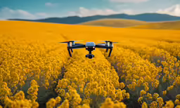 a camera attached to a helicopter flying in the sky