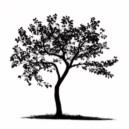 a tree silhouetted against a white background