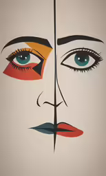 a drawing of a face is shown with blue eyes