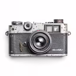 an old camera has some white spots on it
