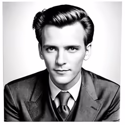a man in a suit and tie looking at the camera