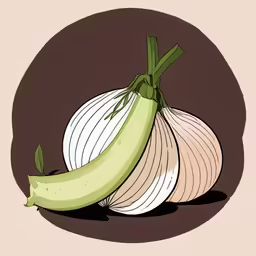 three onions and a pickle on a circular plate