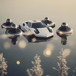 a white sports car parked on top of a lake