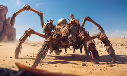 the strange looking spider man is sitting in the desert