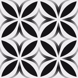 black and white graphic design, with four overlapping overlapping shapes