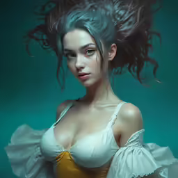 a woman with an open bra is in the water