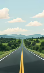 the long straight highway that crosses a large open field