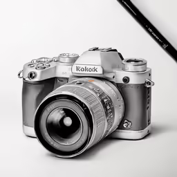 a close up of a camera with a black and white background