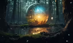 an artistic image with people inside a sphere