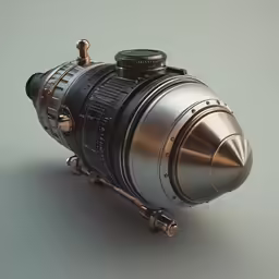 this steam punk camera has an exhaust tube in the center