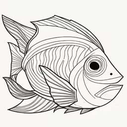 a drawing of a fish in black and white