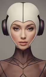 a woman with headphones is shown in an ad for headphones