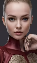 a woman with large rings on her fingers