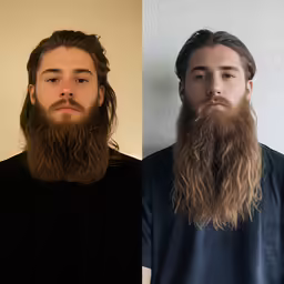a guy in a black shirt and a man with a large beard