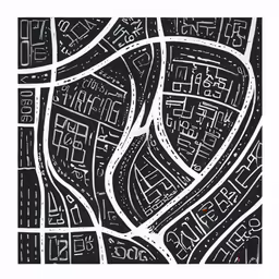 black and white drawing of a street