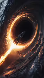 a space shuttle flying in a vortex of light