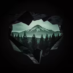 a mountain from the window of a building