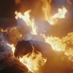 the flames and barks of a fire pit