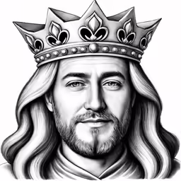 a drawing of jesus with the crown on his head