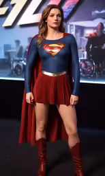 the woman in the costume is posing for a photo
